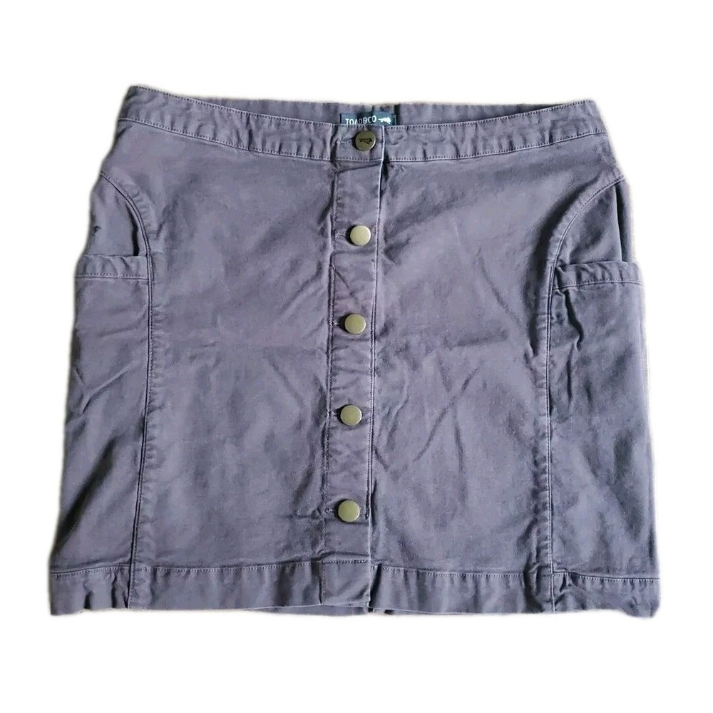 Toad & Co Earthworks Above Knee Skirt Womens Size 8 Brown Button Up